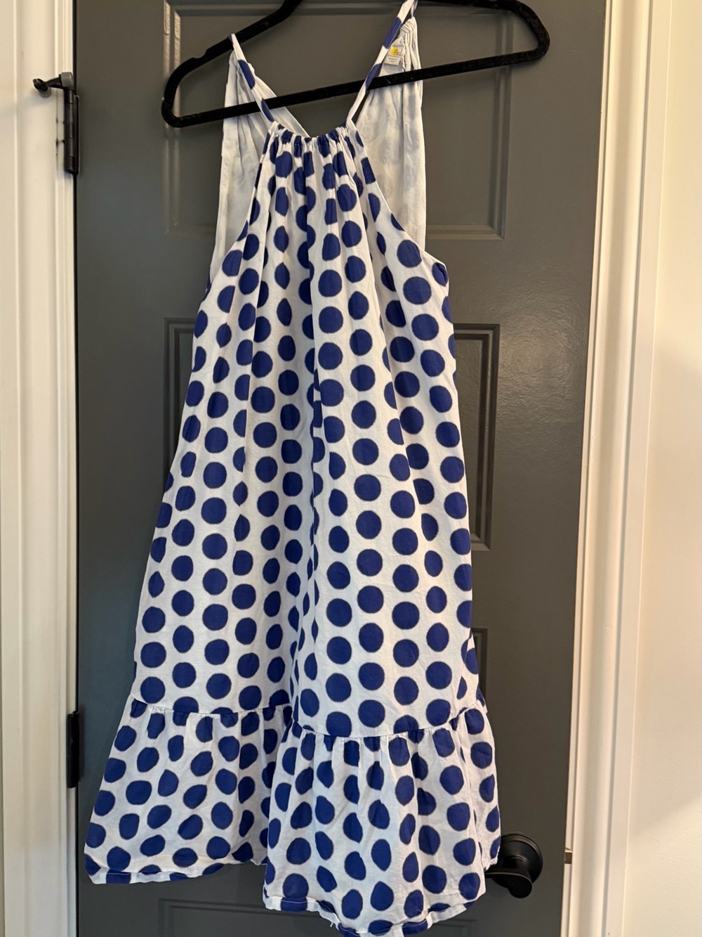 Boden White and Blue Polka Dot Halter Sundress 10 US